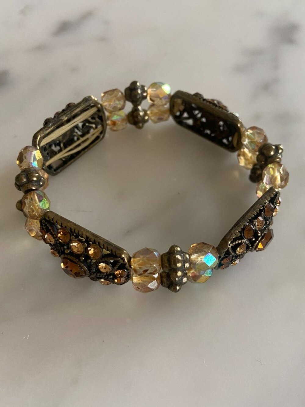 Earthtone Crystal Bracelet with Elastic Band